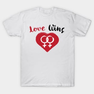 Love Wins Lesbian Heart T-Shirt